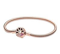 Kaytong Rose Gold & Silber Funkelnde Krone O Schlangenkette 925 Sterling Silber Armband Armreif Bead Charm DIY Einfacher Schmuck-Roségold,19cm