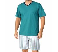 KB Socken Herren Pyjama kurz Set 100% Baumwolle Sommer Nachtwäsche Schlafanzug mit V-Ausschnitt T-Shirt & Shorts atmungsaktiv bequem Größen M - 3XL