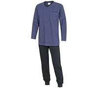 KB Socken Herren Schlafanzug lang - Pyjama Set aus 100% Baumwolle - Atmungsaktive Nachtwäsche für Männer - Zweiteiliger Schlafanzug mit Langarmshirt & Hose - Größen M bis 3XL - Blau