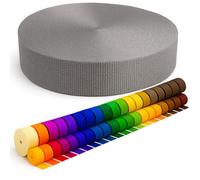 KBBB Gurtband 2m 5m 10m 50m lang - 50 Farben Breiten: 10mm 15mm 20mm 25mm 30mm 40mm 50mm Taschengurt aus Polypropylen, ideal für DIY-Projekte & Handarbeiten 134 Silber 40mm x 5m