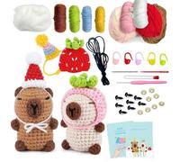 KBIBCK Häkelset für Anfänger, 2PCS Capybara Häkelset Tiere, Starter-Set Tiere Häkeln Set mit Anleitung Stricken, Weiches Garn, DIY-Handarbeiten, Häckel Kreativ Strickset Bastelset Kinder Erwachsene