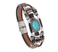 Kboutiques 4 Stück Lederarmbänder für Herren und Damen, geflochten, Kordel, Baum des Lebens, Vintage-Armband, verstellbar, Schwarz/Braun, Einheitsgröße, One Size, Bohemian, Leder (Braun)