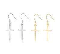 KBRPEY 2 Paar Kreuz Ohrringe Damen Vintage Kreuzohrringe Gold und Silber Legierung Ohrhänger mit Französischem Ohrhaken Modische Alltagsschmuck
