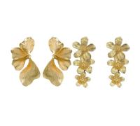 KBRPEY 2 Paare Ohrringe Damen Übertrieben Ohrringe mit Blumen und Blatt Design in Gold Leichter Modeschmuck für Alltag Party und Hochzeit (Gold)