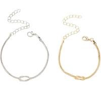 KBRPEY 2 Stück Armbänder Set Damen Herren Partnerarmbänder Pärchen Matching Knoten Armbandset Schmuck Armreif Valentinstag Geburtstag Jubiläum Geschenke für Ehemann Ehefrau