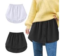KBRPEY 2 Stück Hemdverlängerung Damen Mini Rock Blusenrock Petticoat Extender Hemd Verlängerung Einstellbarer Layering Top Mini-Unterrock Saum Röckchen Schichtung Gefälschte Röcke
