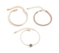 KBRPEY 3 Stück Armband Damen Fünfblättriges Kleeblatt Armbänder Set Glücksarmband 14 Karat Vergoldet Armbänder Damen Mit Cubic Zirkonia Verstellbare Armband Schmuck für Damen (Grün)