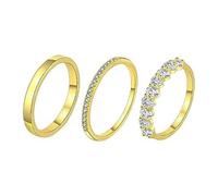 KBRPEY 3 Stück Elegante Zirkonia Ringe Set Stapelbar Damenringe 14k Goldplattiert Schmuck Ewigkeitsring Kristall Schmuckset (7)