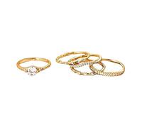 KBRPEY 5 Stück Elegante Zirkonia Ringe Set Stapelbar Schmuck Damenringe 14k Goldplattiert Kristall Schmuckset Minimalistisch Zart Hochzeitsringe (10)