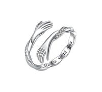 KBRPEY 925 Sterling Silber Umarmungsring Verstellbarer Umarmungsring Kristall Ring Romantischer Love Hugging Hands Ring Silber Geben Sie Mir Eine Umarmung Hand Offene Ring (Type B)