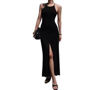 KBRPEY Ärmelloses Kleid Damen Sommerkleid Neckholder Maxikleid mit Schlitz Cocktailkleid Abendkleid Elegant Partykleid Bodenlanges Kleider für Hochzeitsgast Sommer Festlich Bodycon Dress