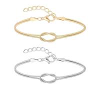 KBRPEY Armband Damen Einen Knoten Binden Armbänder Schmuck Armkette Verstellbar Edelstahl Schlangenkette Armreif Geschenk für Frauen Mädchen Freundin