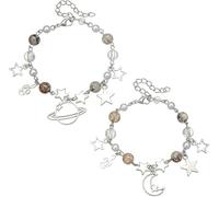 KBRPEY Armband Set Sterne Planet Mond Anhänger Naturstein Perlen Armkette Damenarmband Schmuck Accessoire (A)