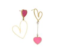 KBRPEY Asymmetrische Herz Ohrringe Damen Hängend Goldfarben Emaille Schmuck Stecker Elegant Jugendlich