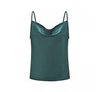 KBRPEY Damen Satin Tank Top Ärmellos Oberteile Basic Cami Sommer Tanktops Elegant Spaghetti Shirts Läsiges Camisole Verstellbarer Träger Vest Top Blusen (Dunkelgrün XL)