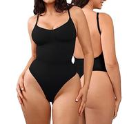 KBRPEY Damen Shapewear Bodysuit Nackter Rücken Shaping Body Thong Sculpting Korsett Bauchweg Tank Top Jumpsuit Figurformender Body Shaper mit Verstellbare Träger (Schwarz L)