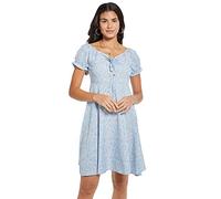 KBRPEY Damen Sommerkleid Kurzarm Blumenkleid Floral Kurze Tunika Kleid High Waist Volantkleider Rüschensaum Freizeitkleider Wickelkleid Boho Strandkleider Minikleid