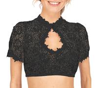 KBRPEY Dirndl Bluse Damen Stehkragen mit Schnalle Dirndlbluse Spitze Sexy Aussparungen Dirndlbluse Stilvoll und Elegant Oktoberfest Kostüme Alltägliche Freizeitkleidung