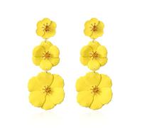 KBRPEY Dreistufige Blumen Ohrhänger Kamelien Ohrringe Damen Schmuck Lange Tropfen Blüten Statement Ohrstecker Elegant