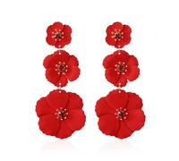KBRPEY Dreistufige Blumen Ohrhänger Kamelien Ohrringe Damen Schmuck Lange Tropfen Blüten Statement Ohrstecker Elegant