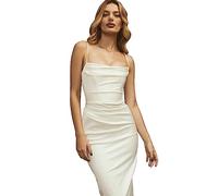 KBRPEY Elegante Kleider Damen Eng Anliegend Sommerkleid Damen Figurbetontes Ärmelloses Kleider Partykleid Faszinierend Bodycon Kleid Weiß Lang(Weiß M)