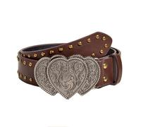 KBRPEY Herzförmige Schnalle Nietengürtel Damen Ledergürtel Taillengürtel Punk Western Gürtel Hüftgürtel Jeansgürtel