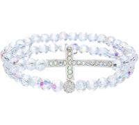 KBRPEY Kristall Armband Set Kreuz Anhänger Strass Perlen Schmuck Armkette Religiöser Schmuck Kommunion Konfirmation Jungen