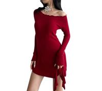 KBRPEY Mini Damen Kleid Langarm Abendkleider Elegant Lange Ärmel Kleid Herbst Kleider Damen Bodycon Minikleid Kurz Commuter Festliche Kleider Sexy Dress
