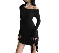 KBRPEY Mini Damen Kleid Langarm Abendkleider Elegant Lange Ärmel Kleid Herbst Kleider Damen Bodycon Minikleid Kurz Commuter Festliche Kleider Sexy Dress