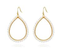 KBRPEY Ohrringe für Damen Mädchen Bunte Kristall Perle Ohrringe Tropfen Elegante Böhmische Modeschmuck Geschenke Zubehör für Valentinstag Geburtstag (Weiß)