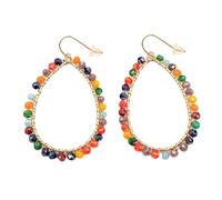 KBRPEY Ohrringe für Damen Mädchen Bunte Kristall Perle Ohrringe Tropfen Elegante Böhmische Modeschmuck Geschenke Zubehör für Valentinstag Geburtstag (Mehrfarbig)