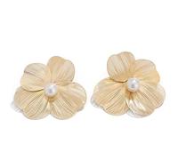 KBRPEY Ohrringe für Damen Metall Floral Ohrstecker Blume Tropfen Piercing Ohrringe Blumen Perle Ohrringe Hypoallergene Geschenk Modeschmuck für Partei Hochzeiten Verlobungen