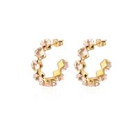 KBRPEY Ohrringe Silber 925, Mini Huggie Creolen Ohrringe mit Zirkonia,Farbigem Kristall Ohrringe Damen vergoldet mit 18 Karat Gold für Frauen und Mädchen. (Champagner)