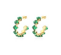 KBRPEY Ohrringe Silber 925, Mini Huggie Creolen Ohrringe mit Zirkonia,Farbigem Kristall Ohrringe Damen vergoldet mit 18 Karat Gold für Frauen und Mädchen. (Grün)
