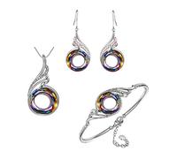 KBRPEY Pfau Schmuckset Kristall Armband Halskette mit Anhänger und Ohrringe Modeschmuck Set Christmas Jewelry Geschenk Schmuck Pfau Damen