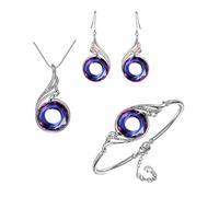 KBRPEY Pfau Schmuckset Kristall Armband Halskette mit Anhänger und Ohrringe Modeschmuck Set Christmas Jewelry Geschenk Schmuck Pfau Damen