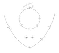 KBRPEY Schmuckset für Damen Verstellbares Kette und Armband Silber 925 Ohrstecker Minimalistischer Alltagslook mit Glanzakzenten für Arbeit Treffen Freizeit