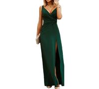 KBRPEY Sexy Kleid Damen Eng Kleid mit Schlitz Ärmelloses Sexy Grün Abendkleider Partykleid Bodycon Kleid Abendkleid Lang(Grün S)