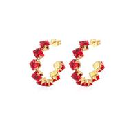 KBRPEY Silber 925 Mini Huggie Creolen mit Zirkonia, Farbigem Kristall Ohrringe für Damen und Mädchen - 18 Karat Gold Vergoldet