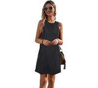 KBRPEY Sommerkleid Damen Elegant Kleider Knielang Ärmellos Boho Sommer Kleider Strandkleider Minikleid Teenager Mädchen Festlich Kleider Blumen Drucken Kleid A Linie Kurz Sommerkleid mit Taschen