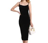 KBRPEY Spaghettiträger Kleid Damen Sommerkleid Elegant Midi Cocktailkleid Abendkleid Bodycon Partykleid Knielang Kleider Hochzeitsgast Schlichtes Etuikleid Festlich Sommer Dress Casual