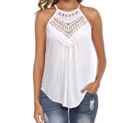 KBRPEY Tank Top Damen Neckholder Spitze Tops Sommer Ärmellos Trägertop Elegant Basic Tops Spaghettiträger Shirt Weste Oberteile Ärmelloses Achselshirts Trägershirt für Alltag Freizeit Party