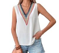 KBRPEY Tank Top Damen Vausschnitt Ärmellos Tops Sommer Elegant Basic Tops Trägertop Spaghettiträger Weste Shirt Oberteile Achselshirts Trägershirt für Alltag Freizeit Urlaub