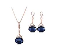 KBRPEY Tropfen Kristall Schmuckset Halskette Ohrringe Damen Elegant Wassertropfen Anhänger Kette Schmuck Set Hochzeit Jubiläum Geburtstag