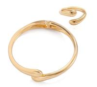 KBRPEY Tropfenform Armreif Schmuckset Minimalistisch Offenes Armband Ring Kombination Elegant Damen Schmuck