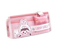 KCatsy Federmäppchen Mädchen Hase Bunny Rosa Regenbogen Mäppchen Aesthetic Mädchen Groß Etui Stifte Federtasche Federpenal Federmappe Schüttelpenal Teenager Schlamppermäppchen Geschenke 5 Fächer