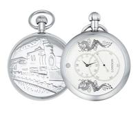 Kchss Herren Taschenuhr Silber Doppel Drache Mechanische Antik Skelett Gehäuse mit Kette