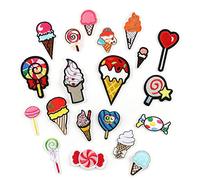 Kcibyvx Aufnäher 20 Stück Cartoon Süßigkeiten Lutscher EIS Aufkleber Stoff Aufnäher Bügeln auf Kinder Bestickte dekorative Nähapplikation für Kleidertasche DIY Zubehör
