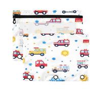 Kcldeci Buntes Polizeiauto-Federmäppchen für 3-Ring-Ordner, Federmäppchen mit Reißverschluss-Aufbewahrungstasche, transparentes Stifteetui, Büro, Schreibwaren, Schule, Organizer