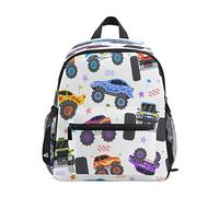 Kcldeci Cartoon Monster Trucks Rennwagen Kinder Rucksack für Jungen und Mädchen, Kleinkind Rucksack Vorschule Kindergarten Büchertasche Reisetasche Schultasche, mehrfarbig, Small
